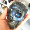 Crystal Skull Natural Labradorite Quartz Gemstone Cranium Reiki Healing Decoration 500-1.7kg 6