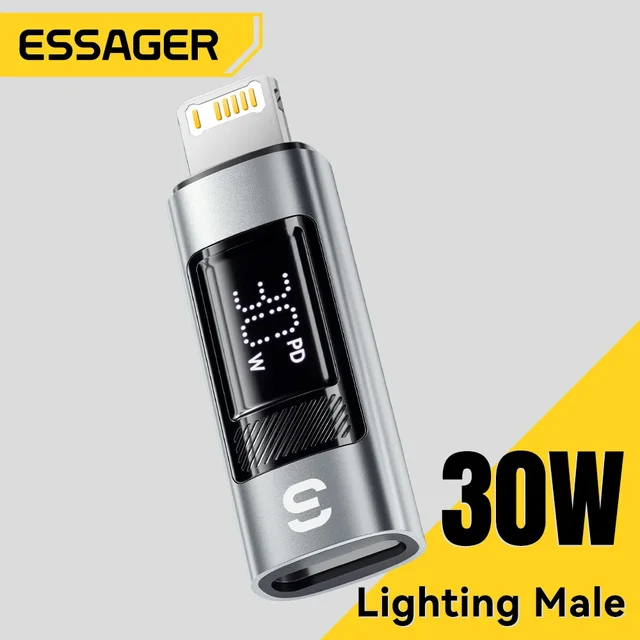 Essager Type C to Lighting OTG Adapter Digital Display Fast Charging Type-C Female To Lightning Male Connector For iPhone 15 14 1