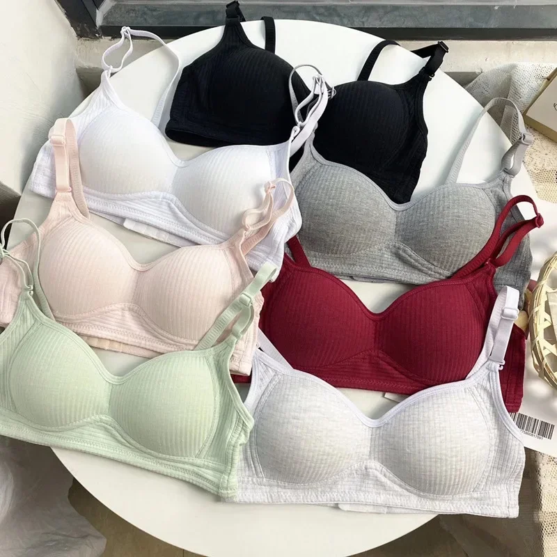 Women Seamleass Bra Cotton Underwear Woman Summer Thin AB Cup Bra Wireless Push Up Comfort V Brassiere Push Up Lingerie Bralette - Image 2