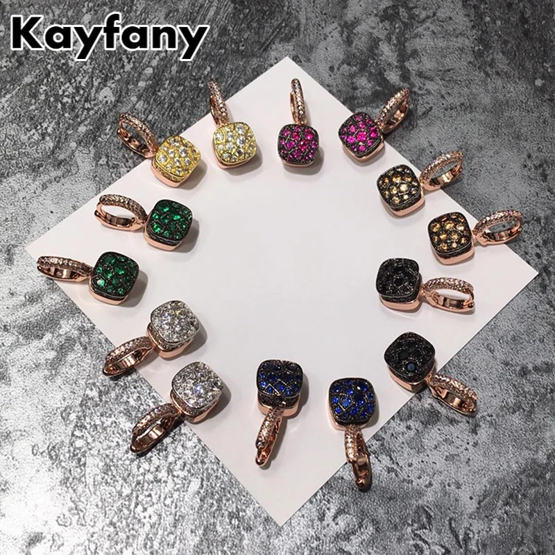 

Classic French Brand Jewelry Honeycomb Style Earring 7 Kinds Of Stone Colors Trendy Drop Earrings For Women Birthday Gifts