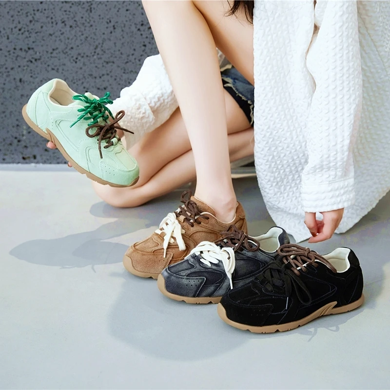 Sneakers femme cuir véritable rétro allemand fourrure hiver plats casual pour pêche confort