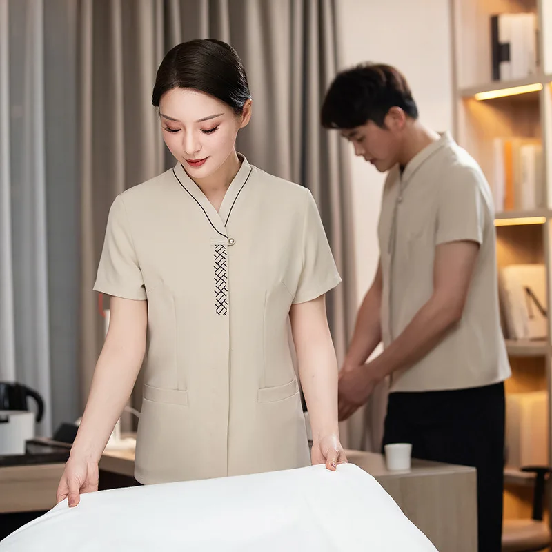

Cleaning Service Uniform Short Sleeve Hotel Hotel Room Attendant Summer Clothes Housekeeping Cleaner Property Cleaning Aunt Work