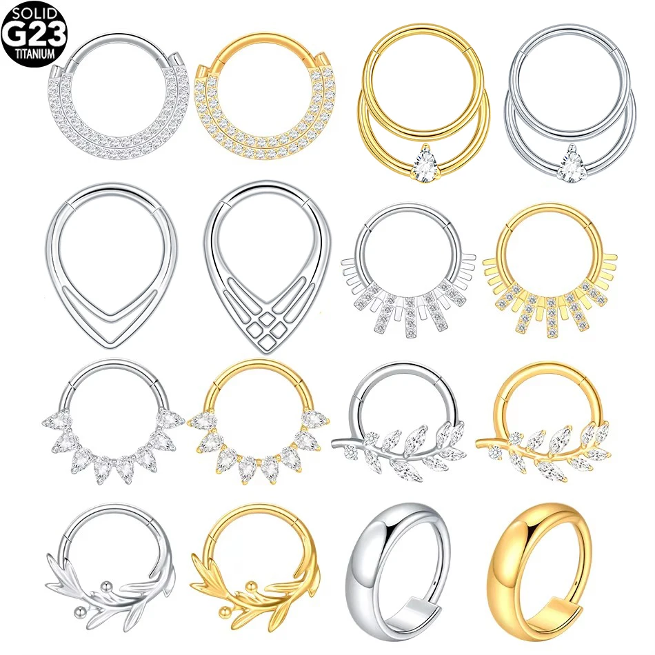 1PC 셉텀 클리커 코 후프 링 티타늄 귀 연골 피어싱 힌지 세그먼트 링 트라거..