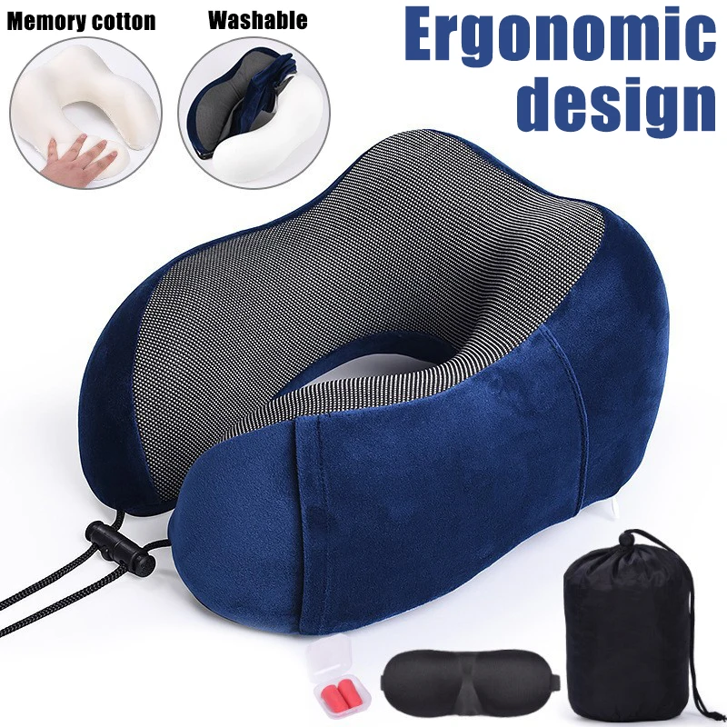 Lightweight Memory Foam Travel Pillow, Neck Sleeping Support For Travel And Home Use