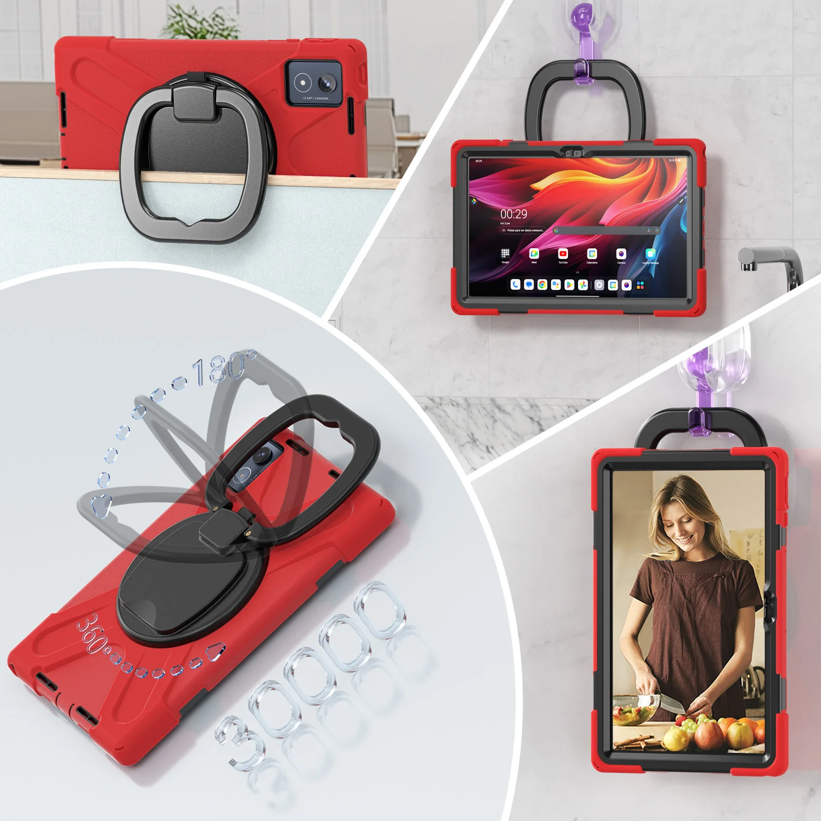 Durable Rotating Stand Tablet Case with Shoulder Strap - Kids' Heavy Duty Protection