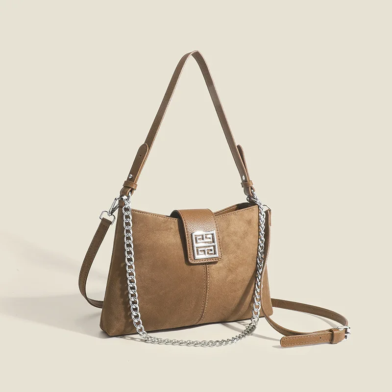 Retro Matte ChainUnderarm bag Women's High Capacity Casual Minimalist Shoulder Bag Trendy Versatile Crossbody Purse