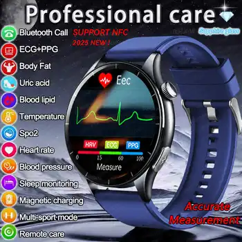 2025 Nuovo ECG + PPG Diagnosi della salute Smartwatch Uomo Donna Orologio Acido urico Lipido BP Frequenza cardiaca Tracker NFC Sport Smart Watch IOS