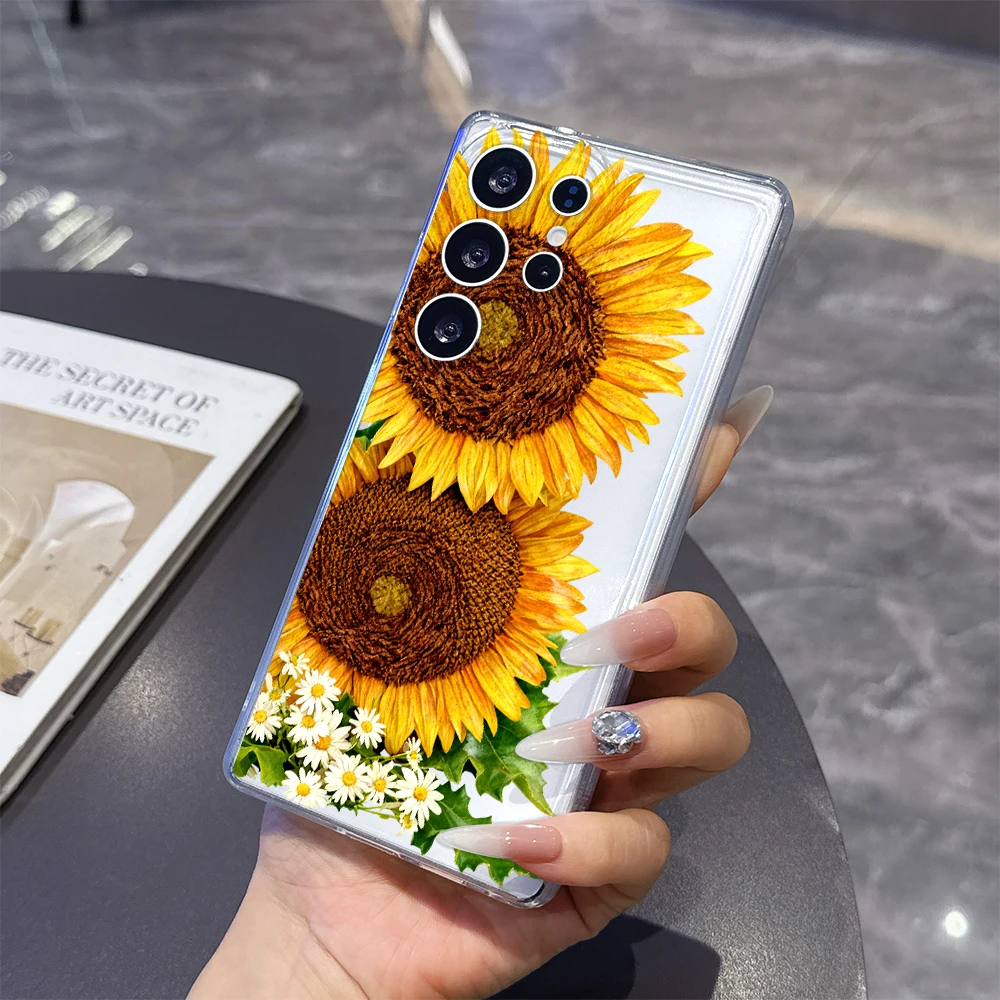 Sunflower Daisy Bouquet Shockproof Transparent Soft TPU Case - Anti-Scratch Back Shell