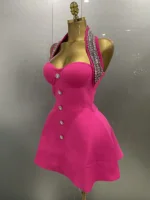 2025 Women Black Sexy Off the Shoulder Shinning Crystal Bodycon Bandage Long Dress Gloves Elegance Celebrate Evening Party Dress - Image 2