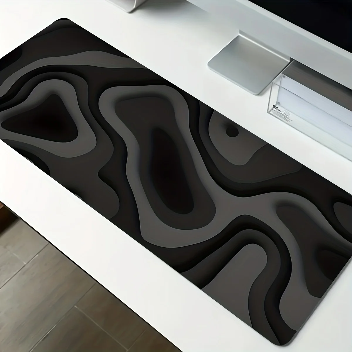 Black Gray Swirl Design Large Mouse Pad Desk Mat Gaming pad pc accessories Computer keyboard mouse pads Office carpet maus pad Image 8