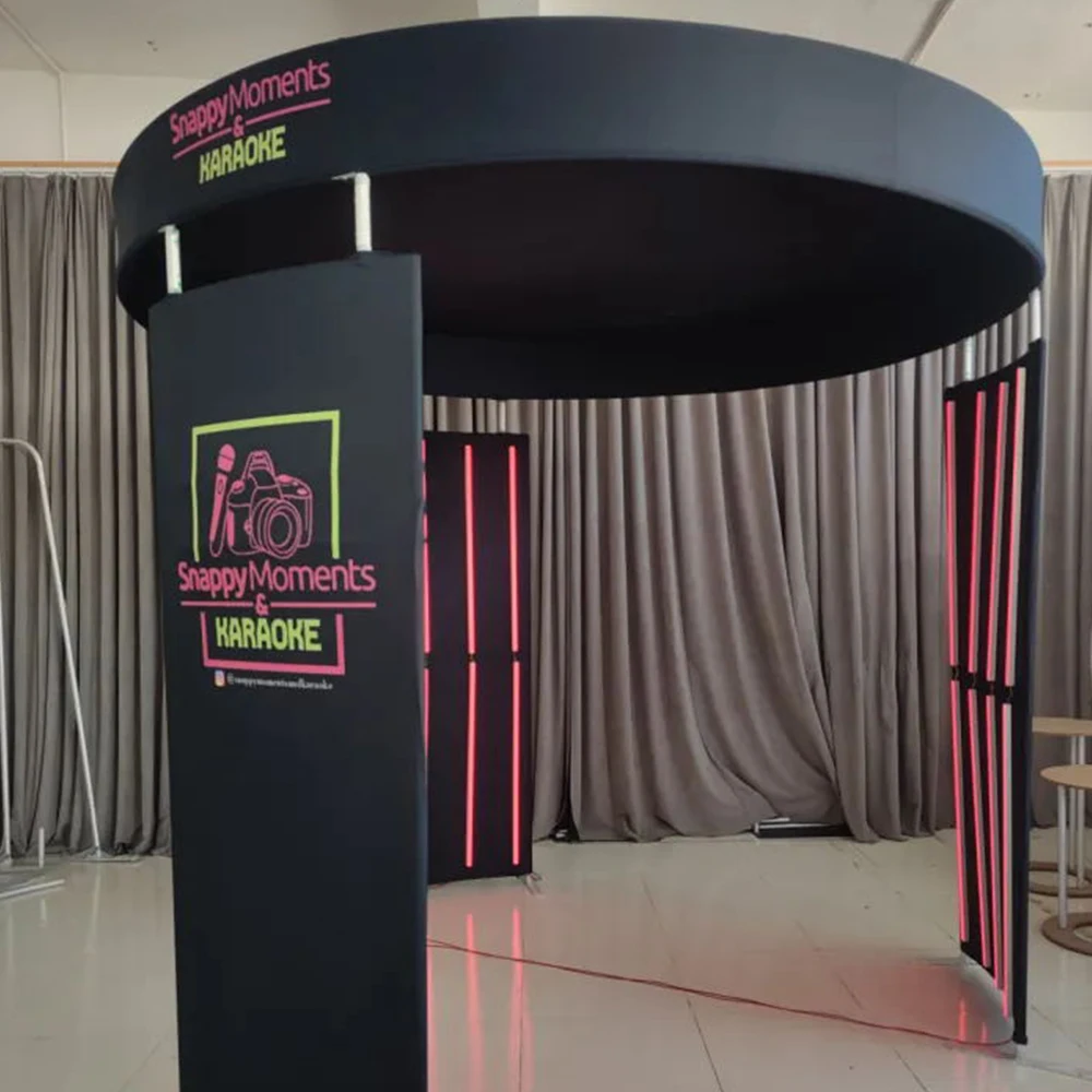 8 피트 10 피트 360 사진 부스 배경 RGB LED 조명 배경, 68 80 100 115cm 360 사진 부스 파티 임대 인클로저