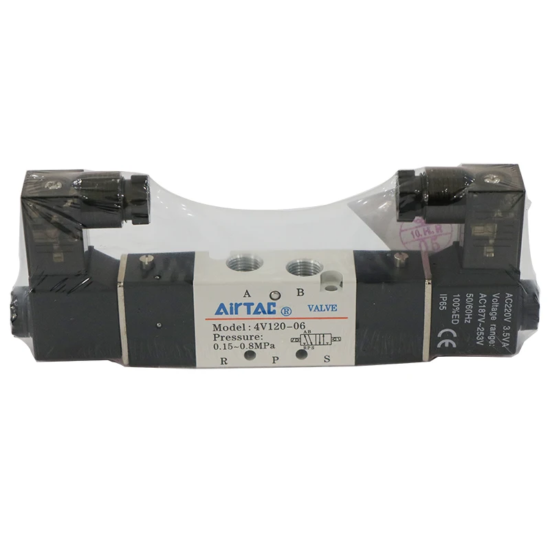 

AIRTAC 4v120-06 solenoid valve valve 220v two-position five-way reversing valve 24v coil cylinder