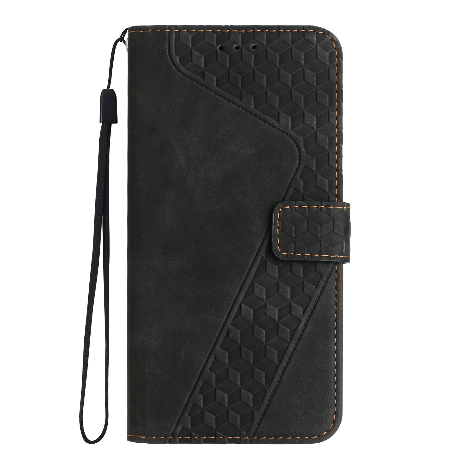 Magnetic Leather Flip Case with Card Slots and Wrist Strap