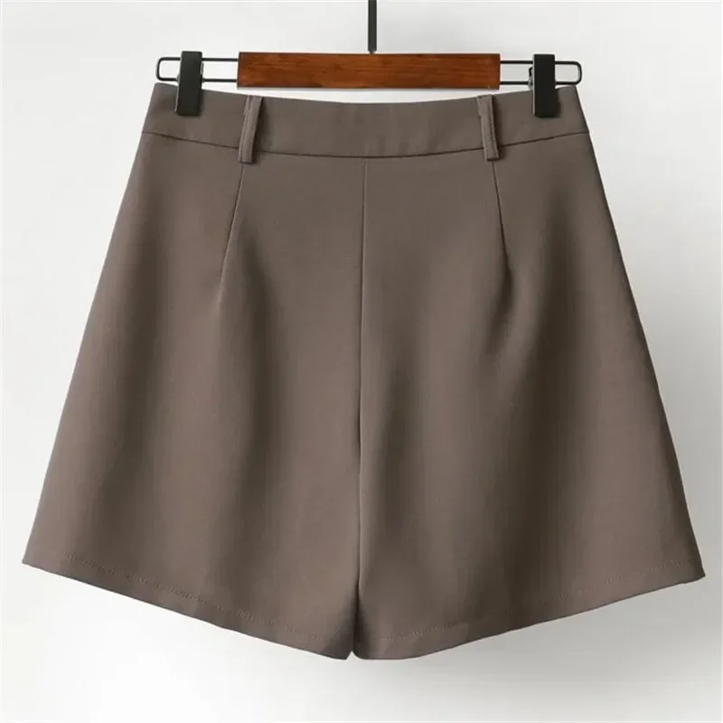 High Waist Suit Shorts Women For Summer Draping Thin Loose Wide Leg Slim Suit Chiffon A- line Office Ladies Shorts Woman