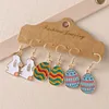 6pcs/set Rabbit Egg Design Dangle Earrings for Women Cute Fashion Cartoon Easter Earrings Party Jewelry Gifts 2