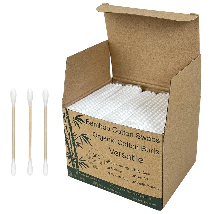 Biodegradable Bamboo Cotton Swabs 500 Count