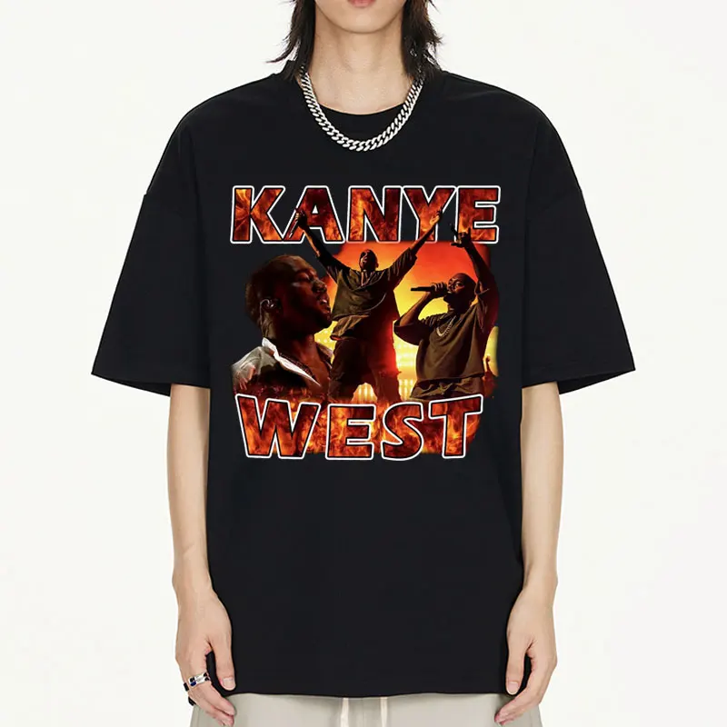 

Футболка Rapper Kanye West с графическим принтом, летняя Высококачественная футболка из чистого хлопка для мужчин и женщин, футболки большого размера в стиле хип-хоп с коротким рукавом