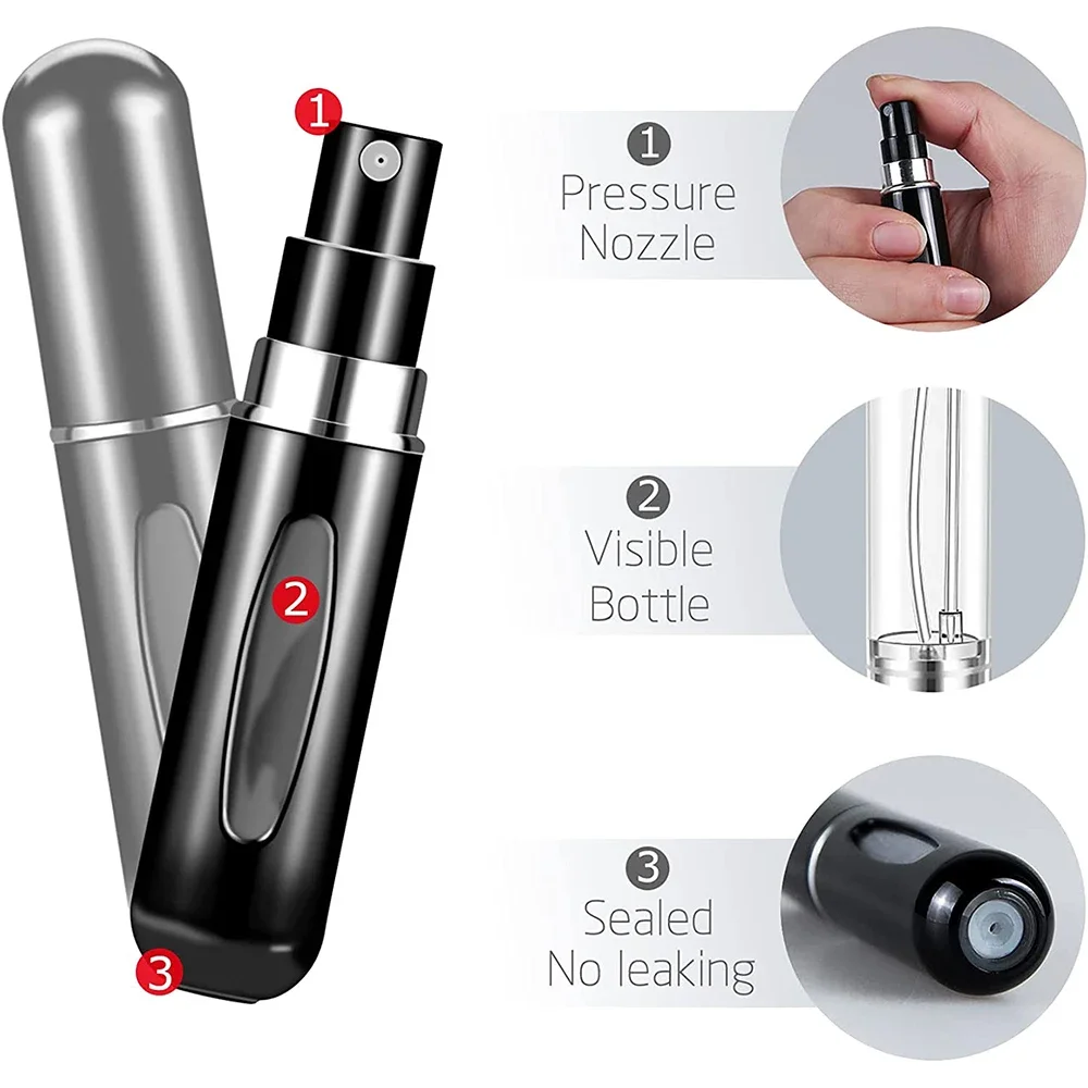 3PCS 5ml Portable Mini Refillable Perfume Bottle Spray Scent Pump Empty Cosmetic Container Atomizer Bottle for Travel 3