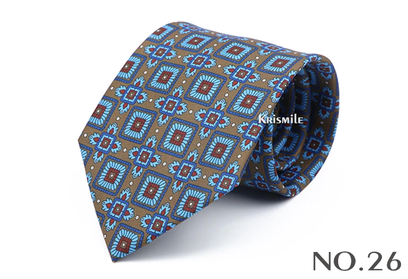 9cm Braun Blau Männer Krawatte Vintage Floral Geometrie Druck Krawatte Mens Hochzeit Business-Meeting Anzug Hemd Täglichen Tragen Zubehör – Detail 28