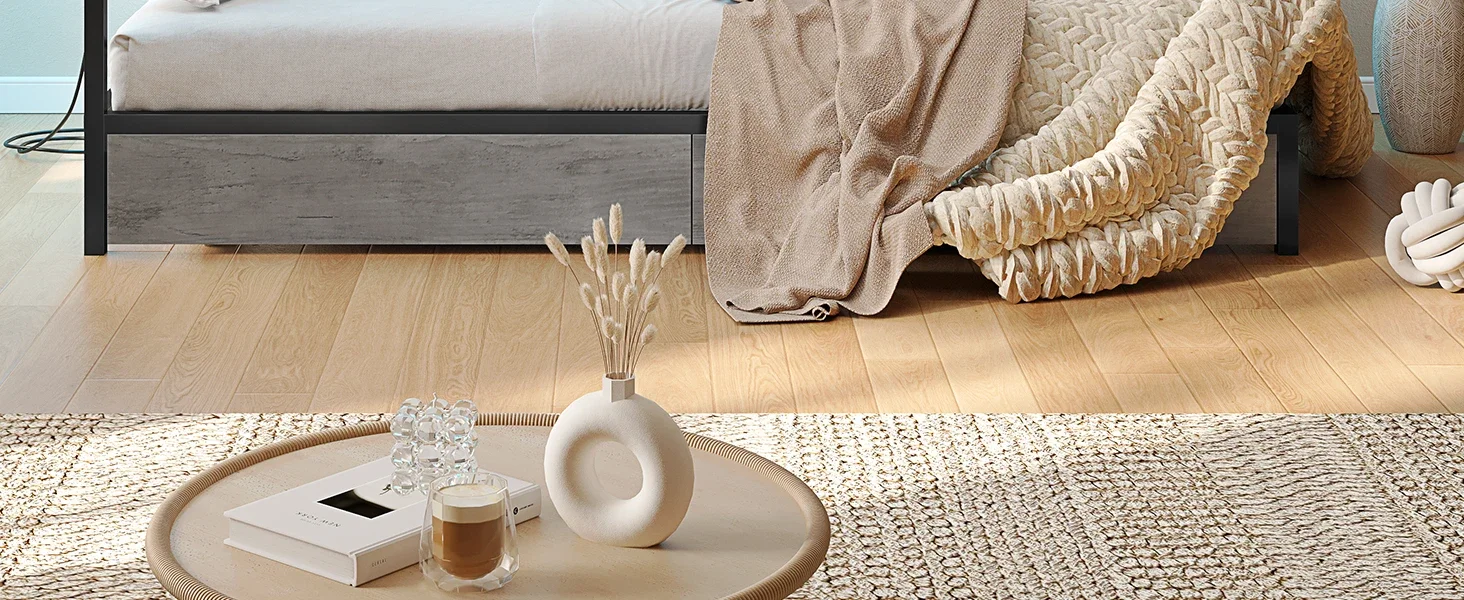 Corner Bed Frame Twin Size with LED Lights and Charging Station