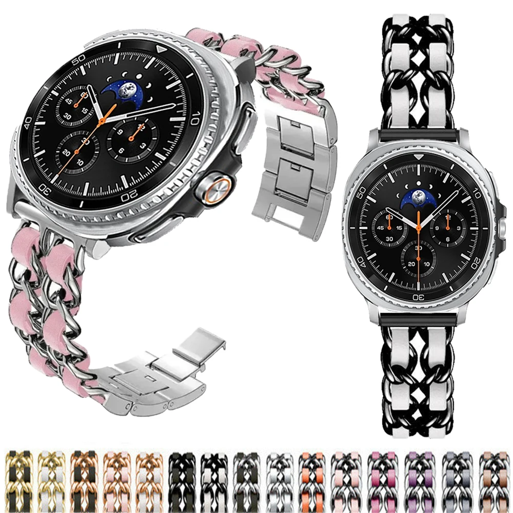 Stylish Metal & Leather Strap Fashion Wristband