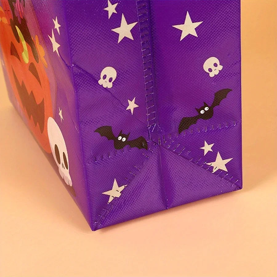 4pcs Halloween Theme Non-woven Cloth Gift Shopping Bag with Handle Reusable Pumpkin Bat Creative Trick or Treat Goodie Bags 5