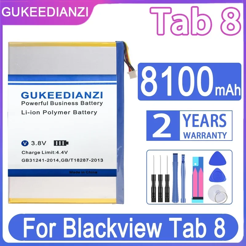 GUKEEDIANZI Replacement Battery Tab 8 8100mAh for Blackview Tab8 Batteries + Free Tools