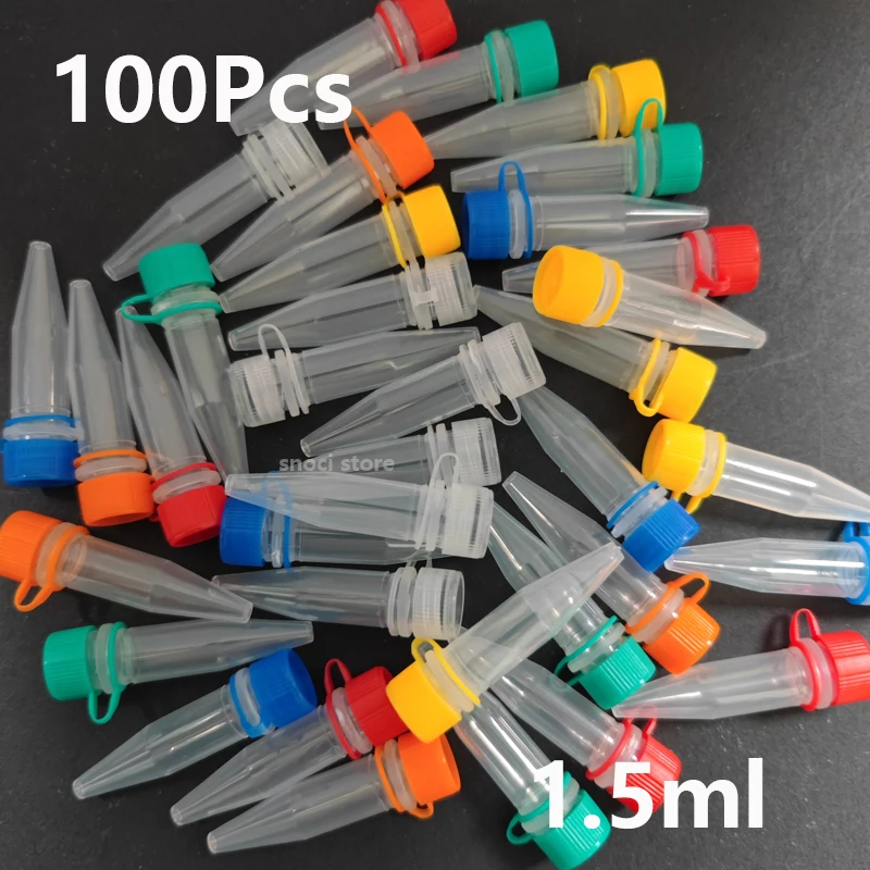 100pcs PP 1.5ml microcentrifuge tube centrifuge color tubes with screw cap plastic cryotube lab test tubes for experiment plastic test tubes centrifuge tube