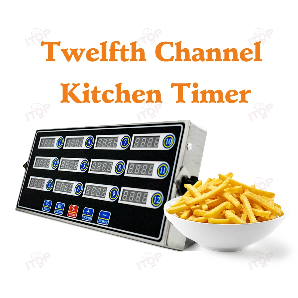 ITOP Kitchen Timer 12 Channels Timer LED Digital Timing Reminder Hamburger Shop Count Up Countdown Stopwatch Audible Reminder custom custom for hamburger burger french fries fried chicken wing paper boxes children kids snack finger fast food packaging co