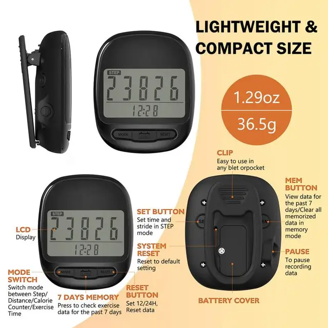 Step Counter For Walking Digital LCD Display Walking Pedometer Step Counter With Clock Function Portable Odometer Fitness 5