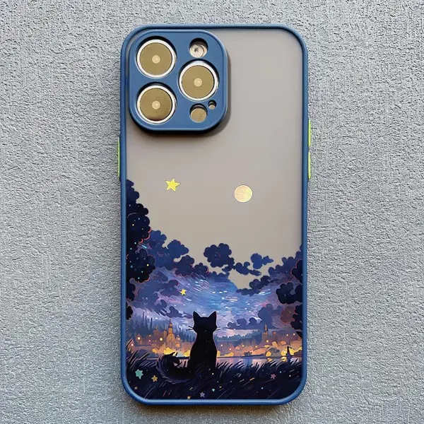 Starry Sky Cat Shockproof Phone Case Back Cover