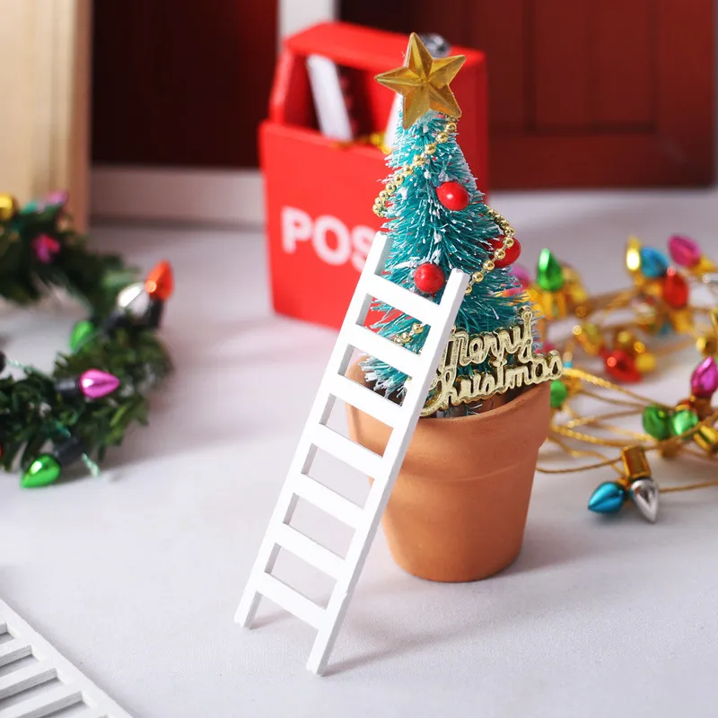 

Dollhouse Mini Wooden Ladder Simulation Christmas Decoration Miniature Ladder