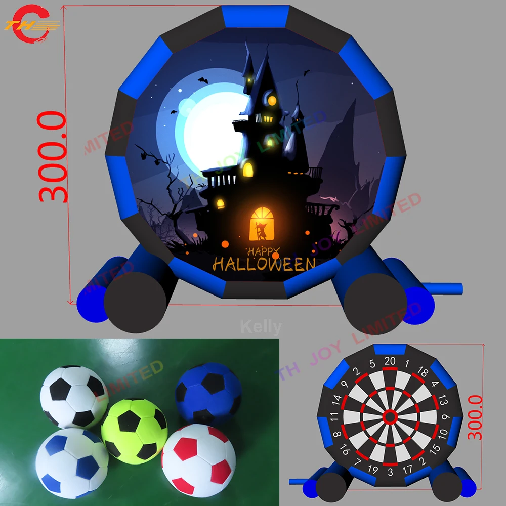 

Free Shipping 5m High Halloween Theme Giant Inflatable Soccer Dart Board Football Shooting Game for Sale