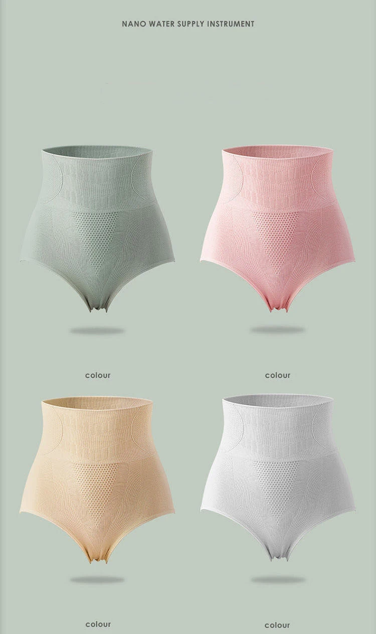 High Waisted Compression Lady Panties for Women Strong Hip Lifting Underwear Graphene Antibacterial Cotton Crotch Female Briefs