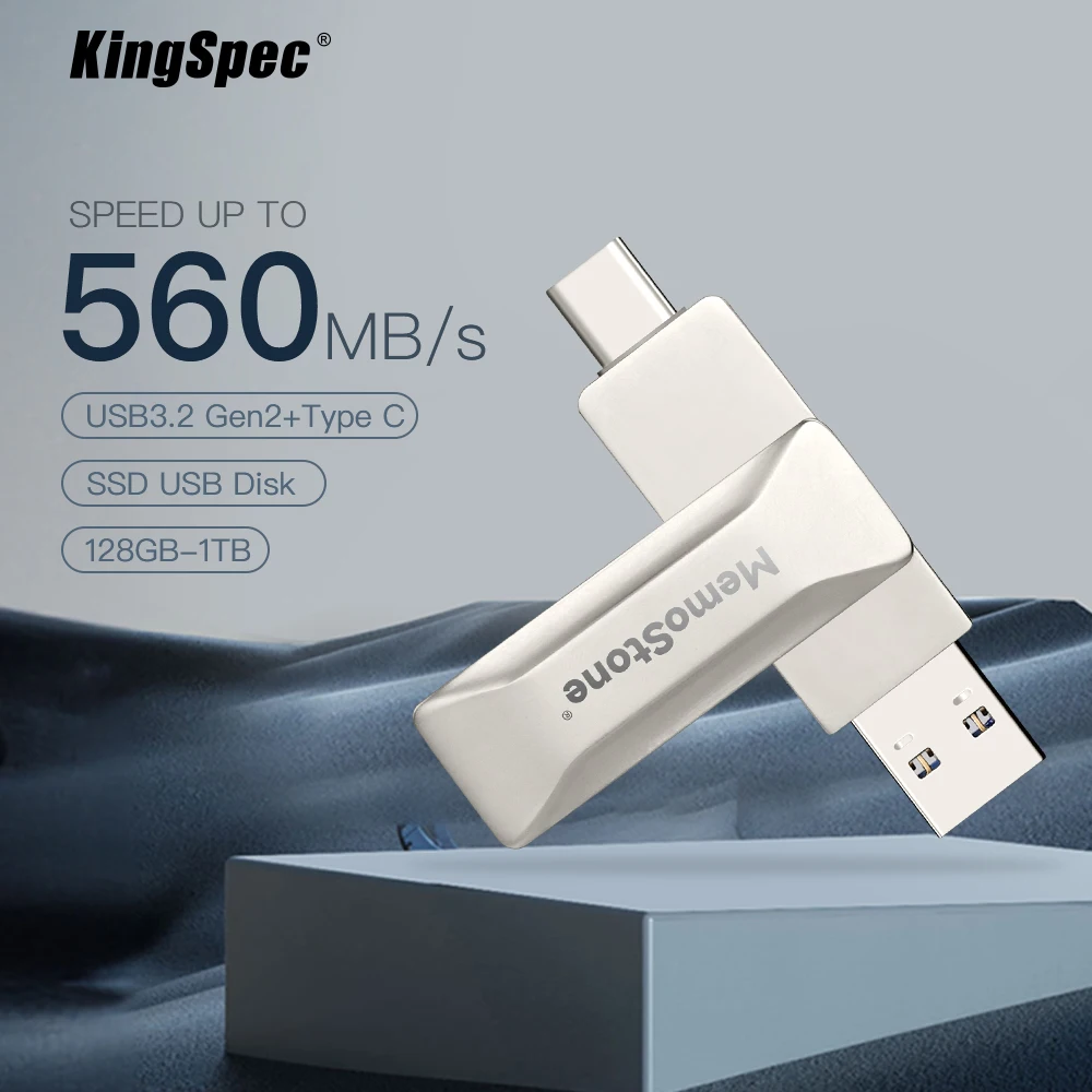 

Портативный SSD-накопитель KingSpec USB 256, USB 512 Type C