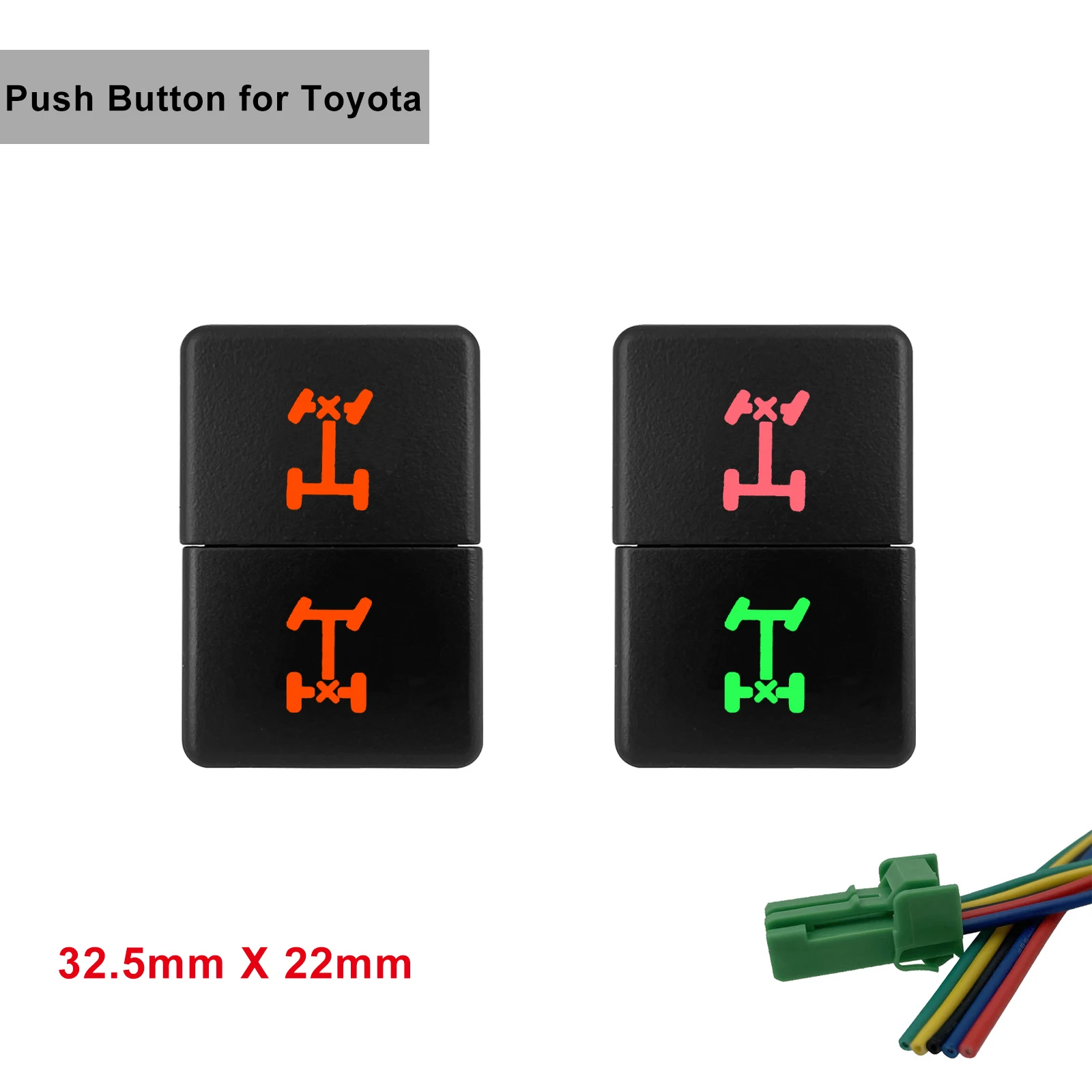 

Front Rear Diff Locker Dual Push Button Switch Amber Led Backlit On-Off Push Switch for Toyota 4Runner Prado FJ Cruiser 3Amp/12V