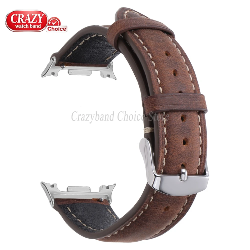 Premium No-Gap Leather Watch Strap - Unisex Design with Metal Accents