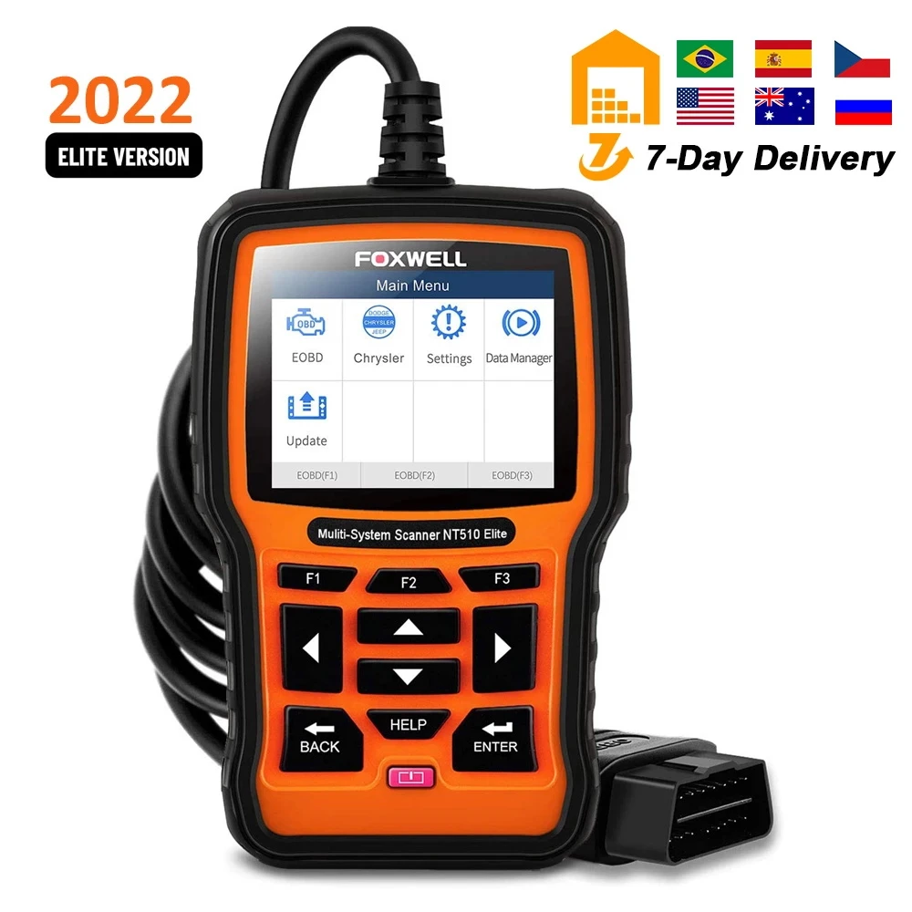 FOXWELL NT510 Elite OBD2 Scanner All System SAS DPF BRT Multi Reset Bi-Directional Test Auto Car Diagnostic Tool PK Thinkdiag car battery charger price