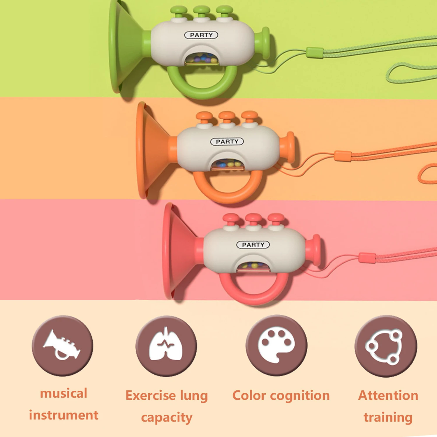 Children's mini trumpet toy, baby can whistle, instrument, harmonica can play, puzzle early education 4