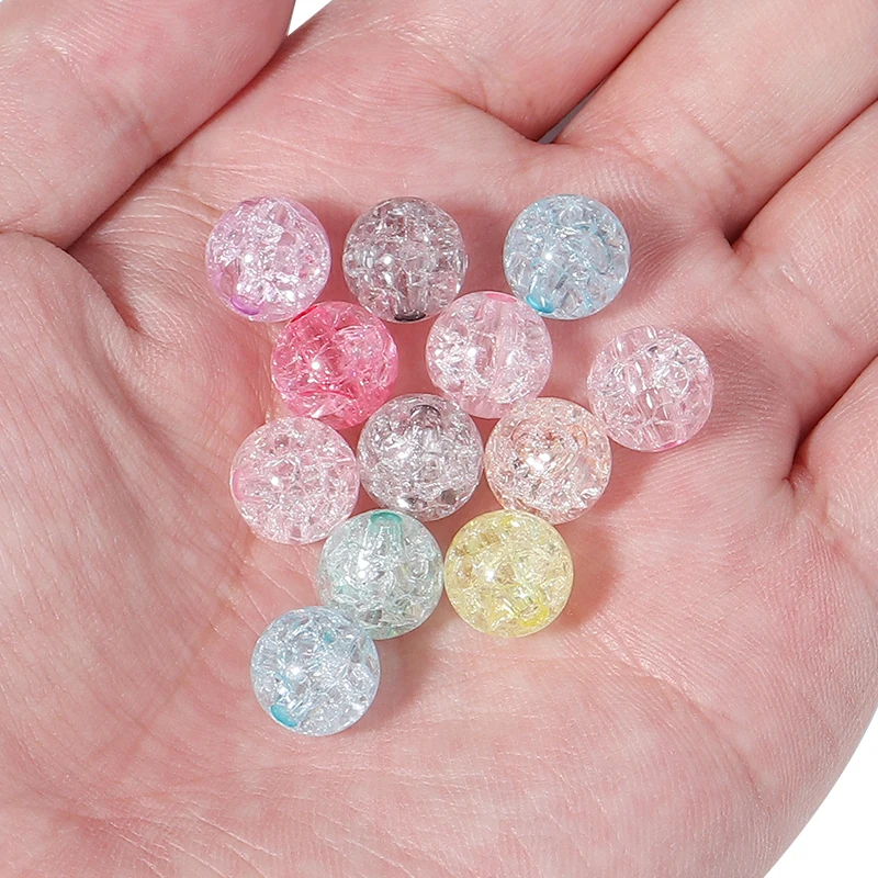 50-100Pcs/Lot 6-12mm Round Cracked Acrylic Beads Spacer Loose Charm Beads For DIY Crafts Ornament Making Clothing Accessories acrylic beads acrylic craft beads