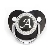 

Name Initial Letters Baby Pacifier Newborn Silicone Pacifier Black Bling Infant Nipple BPA Free Baby Soother Dummy 0-24M