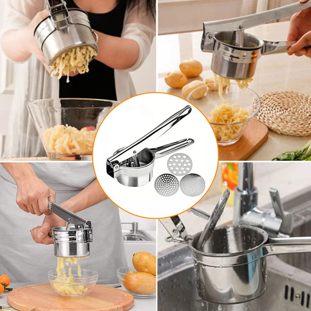 Stainless Steel Potato Masher With Handle Multifunctional Non-stick  Vegetable Fruit Press Maker Kitchen Gadgets Accessories - AliExpress