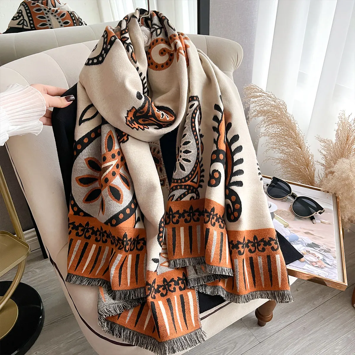 Winter Cashmere Scarf for Women Paisley Shawl Wrap Female Pashmina Luxury Brand Poncho Thick Blanket Warm Bufanda Echarpe Femme