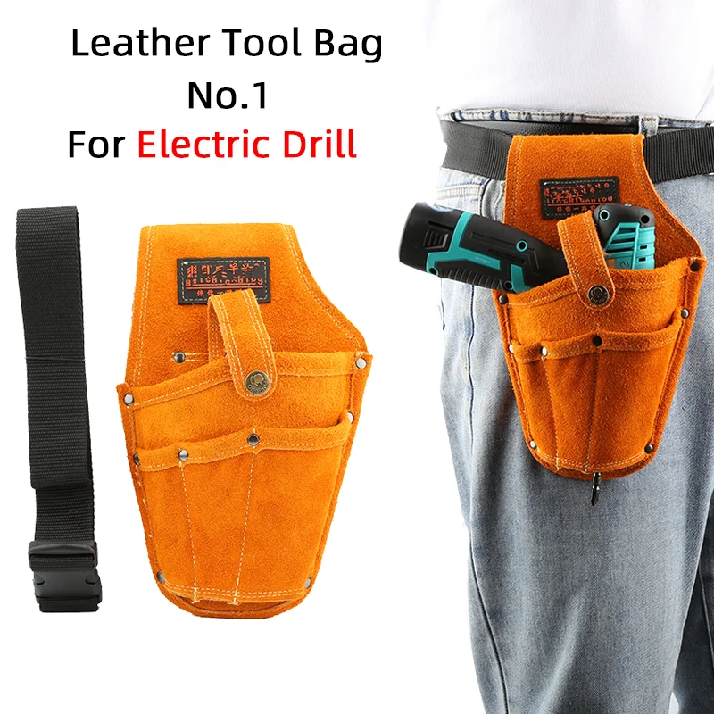 Leather Tool Bag Tool Storage Bag Electric Drill Wear-resistant Waist Bag Wrench Pliers Screwdriver Screw Bag wedo din standard non sparking wrench water pump pliers aluminium bronze