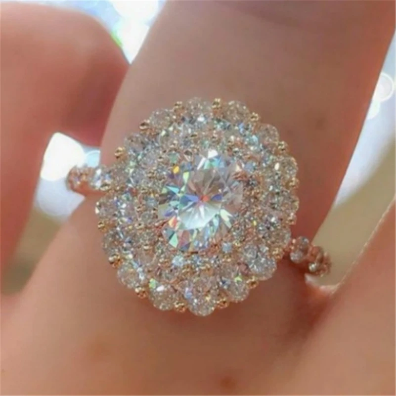 

100% Real 14K Rose Gold Ring Origin Natural 3 Carats Rose Quartz Gemstone Wedding Jewelry Invisible Setting Yellow Topaz Rings