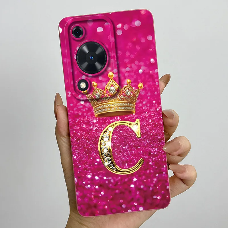 Crown Initial Letter Couple Phone Case - Soft Silicone TPU Lens Protective Casing