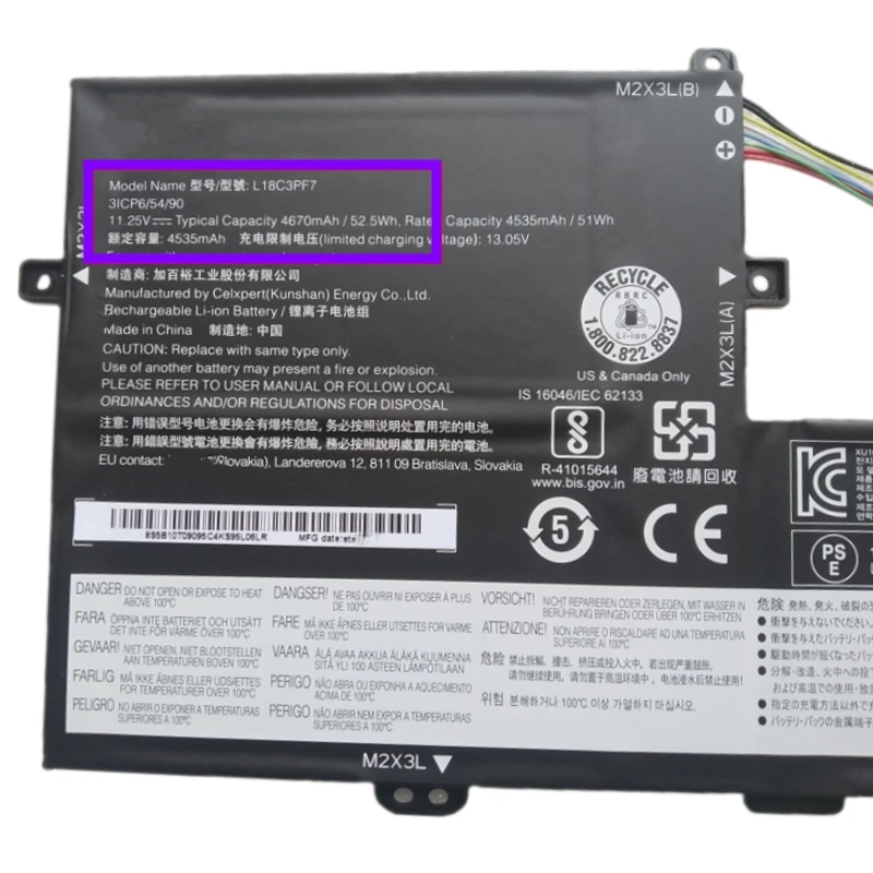 Bateria para Lenovo Ideapad Flex 15iml 81xh S340 C340 15iil 81xj 81vw 14api 81nb 14iil 81vv 14iwl 15api 81nc 81na Dc18 - Imagem 3