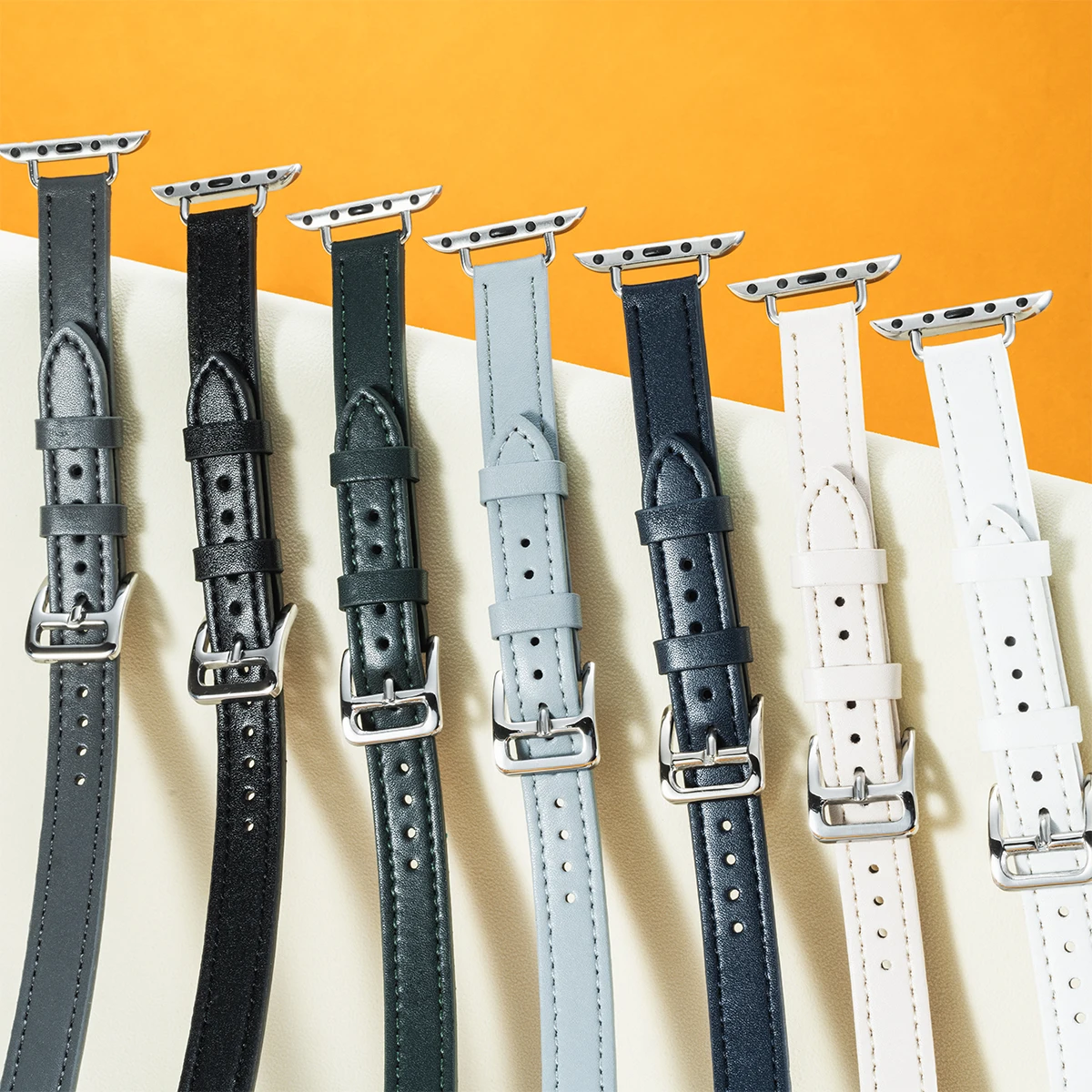 Für Apple Watch Band 40 41 mm Double Tour Lederarmband 45 mm 44 mm Serie 9 8 7 6 Se 5 4 für Iwatch 11 10 42 mm 46 mm Fashion Correa – Detail 5