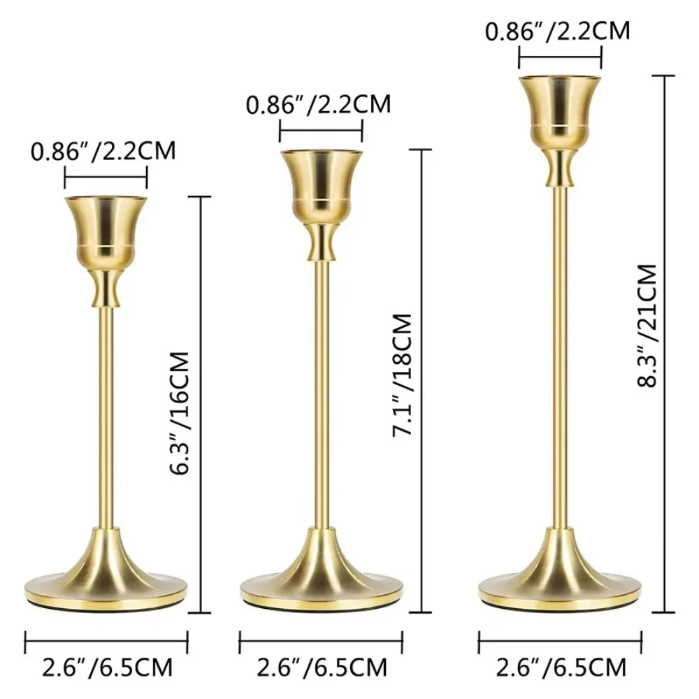 1/3pcs Vintage Elegant Tabletop Candle Holders Metal and Aluminum Home and Hotel Decoration Candlelight Dinner Props
