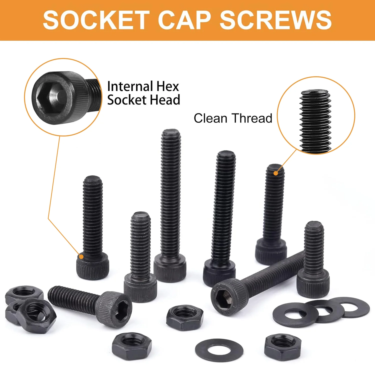 Description Picture 4 of item420Pcs Cup Head Hex Screw, M2.5x4/6/8/10/12/16/20mm Hex Head Screw Washer, Nut Set, Allen Wrench, For Service